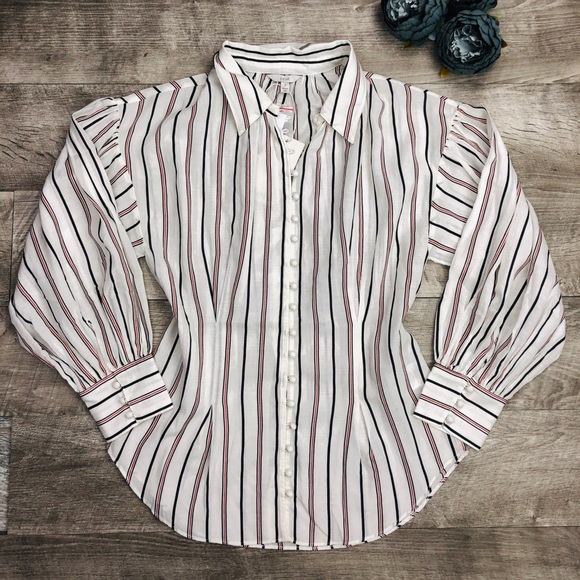 NWT JOIE MINYA STRIPE COLLAR BUTTON DOWN BLOUSE - Picture 4 of 9